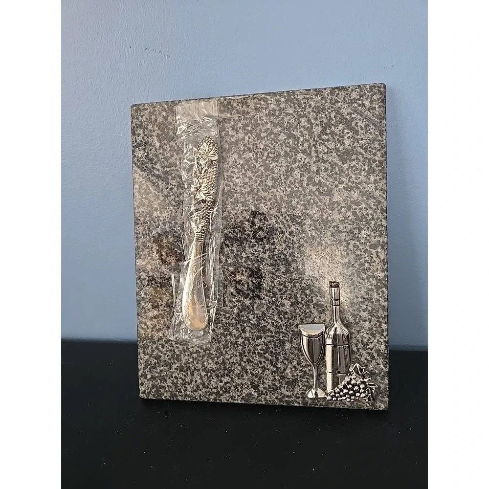 Vino Silver Granite Cheese‎ Board and Spreader Knife 8.75